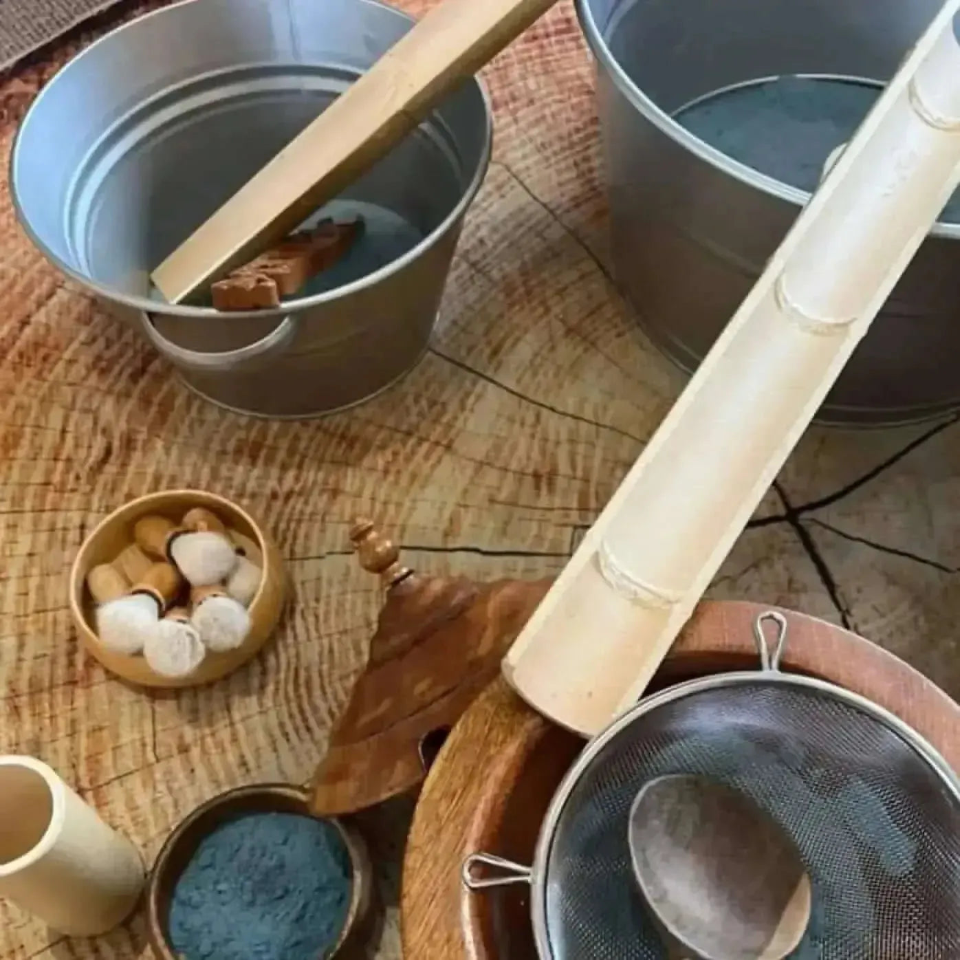 Natural Wooden Water Channelling 4 Half Tubes-Natural Wooden Water Channelling 4 Half Tubes