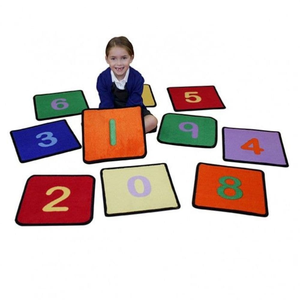 Number Squares Learning Mats, Start teaching your child numbers with our versatile Number Squares Learning Mats. Get creative and make learning numbers more interactive and fun. This Number Squares Learning Mats set comes with ten rugs each with a number on and in a range of colours. The bright colours can help children stay engaged as they start to learn. Also, our number squares learning mats are great in a school or nursery setting as placemats, or for sensory play. In addition, our number squares can al
