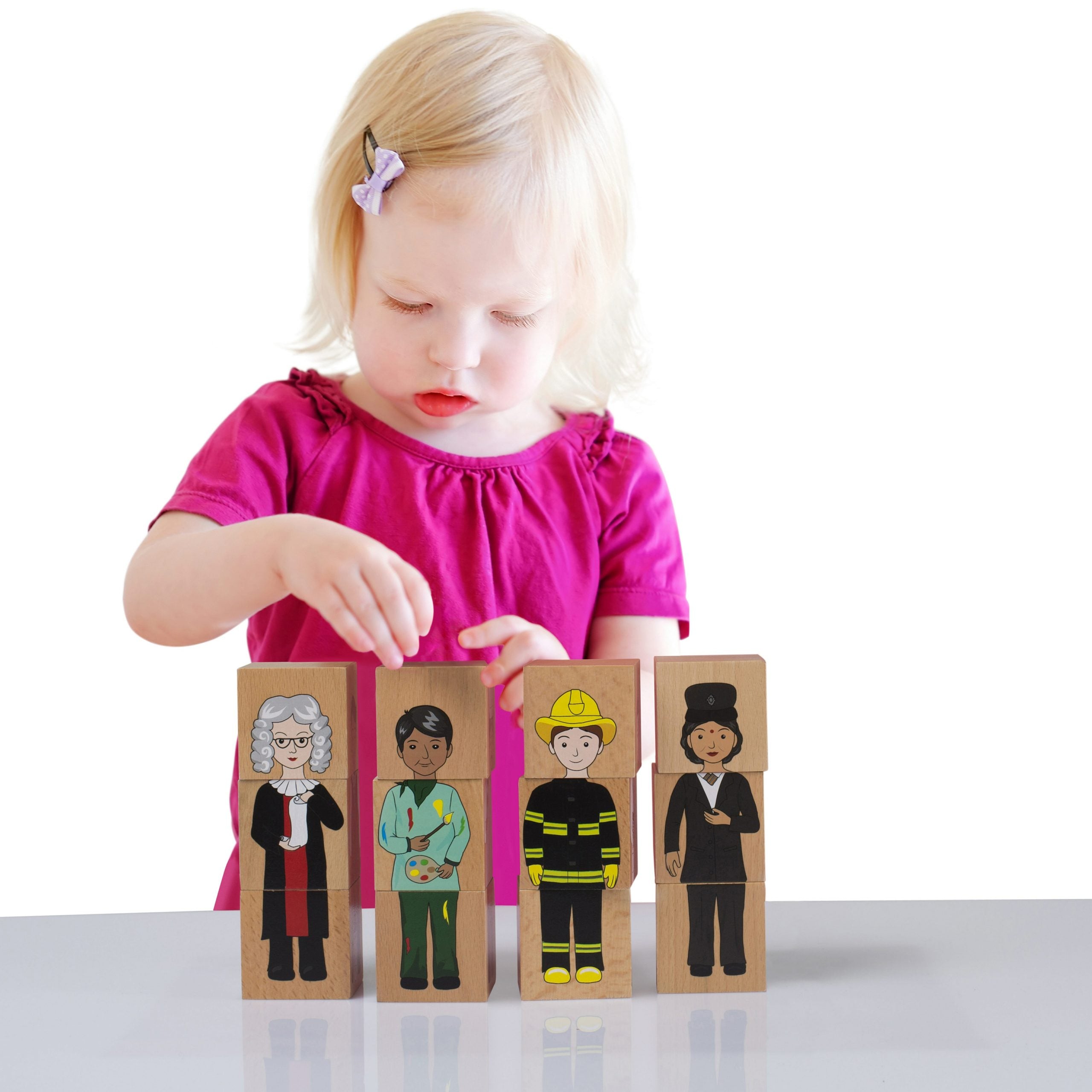 Our Community Wooden Blocks, Introducing the Our Community Wooden Blocks, a delightful set that introduces children to the diverse people and professions found in our communities. This set showcases individuals from various ethnic backgrounds and occupations to provide a well-rounded representation of our society.These wooden blocks offer hours of fun and interactive play while supporting children in developing a sense of identity and understanding the different roles that contribute to our community. As ch