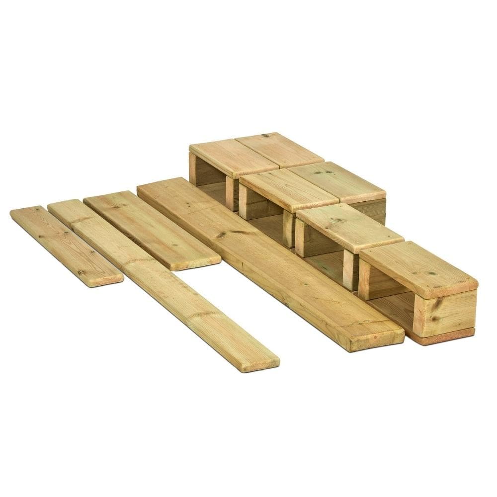 Outdoor Balance Set, This versatile Outdoor Balance Set is perfect for creating outdoor balance trails and is supplied with age suitable components to create a baby trail, toddler trail and preschool trail.The Outdoor Balance Set includes instructions with details for each set. 4 x Long Plank - W1200 x D145 x H32mm, 1 x Long Plank (D100mm), 6 x Short Plank - W600 x D145 x H32mm, 1 x Short Plank (D100mm), 5 x Square Block - W290mm x D290mm x H139mm, 2 x Rectangular Block - W290 x D145 x H139mm Made using pre