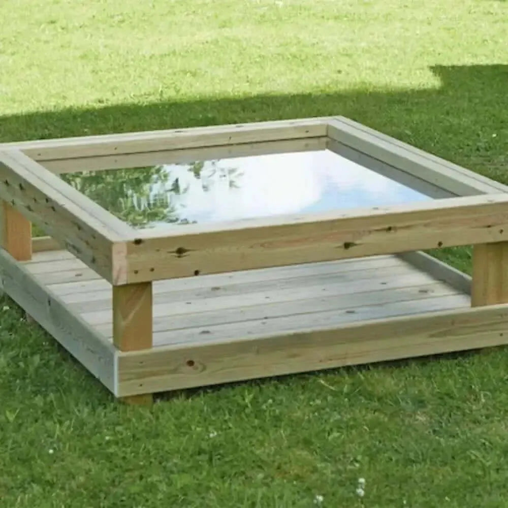 Outdoor Wooden Toddler Table with Acrylic Marking Surface-Outdoor Wooden Toddler Table with Acrylic Marking Surface