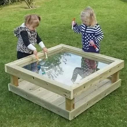 Outdoor Wooden Toddler Table with Acrylic Marking Surface-Outdoor Wooden Toddler Table with Acrylic Marking Surface