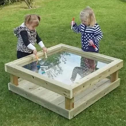 Outdoor Wooden Toddler Table with Acrylic Marking Surface-Outdoor Wooden Toddler Table with Acrylic Marking Surface