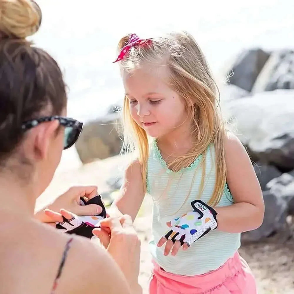 Pastel Dotty Childrens Cycling Gloves-Pastel Dotty Childrens Cycling Gloves