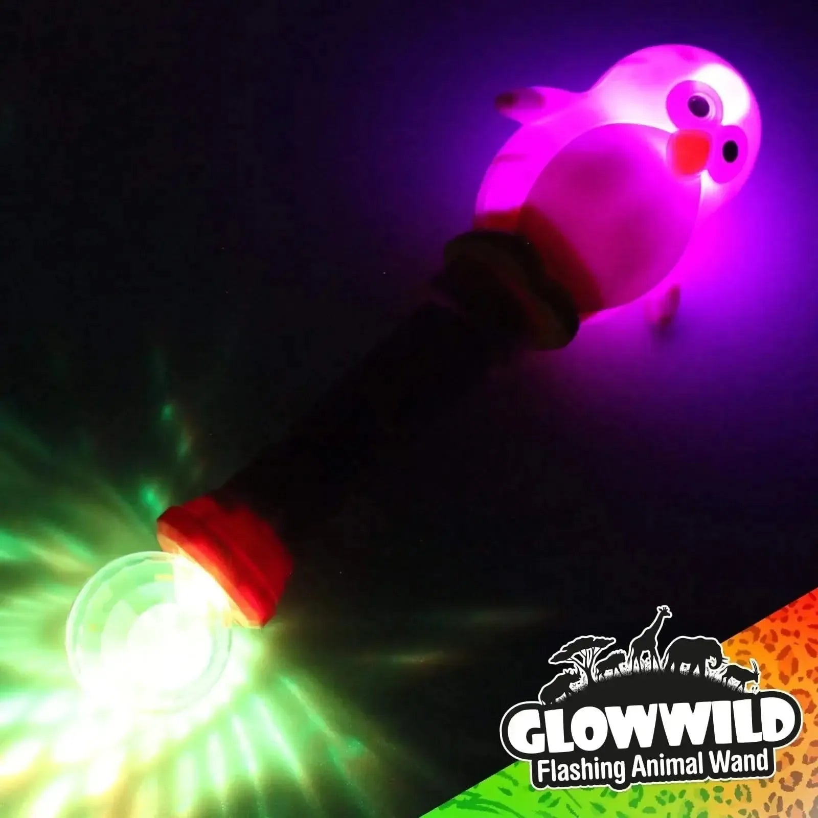 Penguin Mega Light Up Animal Wand 11"-Penguin Mega Light Up Animal Wand 11"