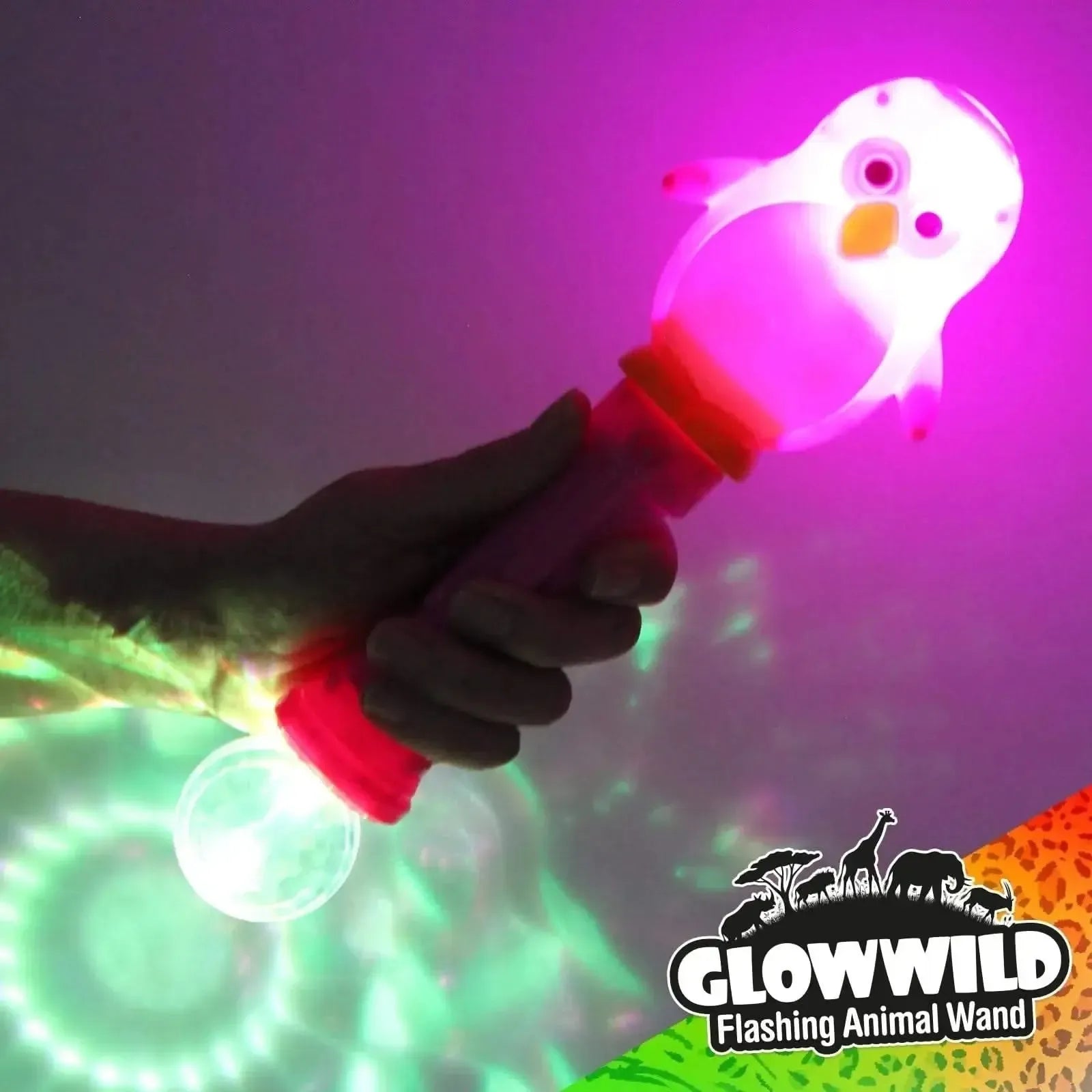 Penguin Mega Light Up Animal Wand 11"-Penguin Mega Light Up Animal Wand 11"