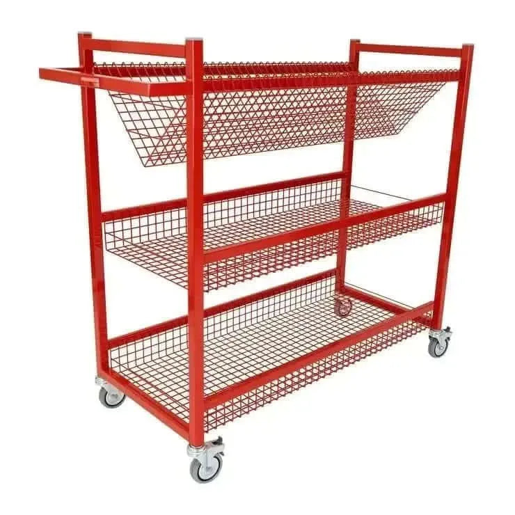 Percussion trolley with wire shelves-Percussion trolley with wire shelves