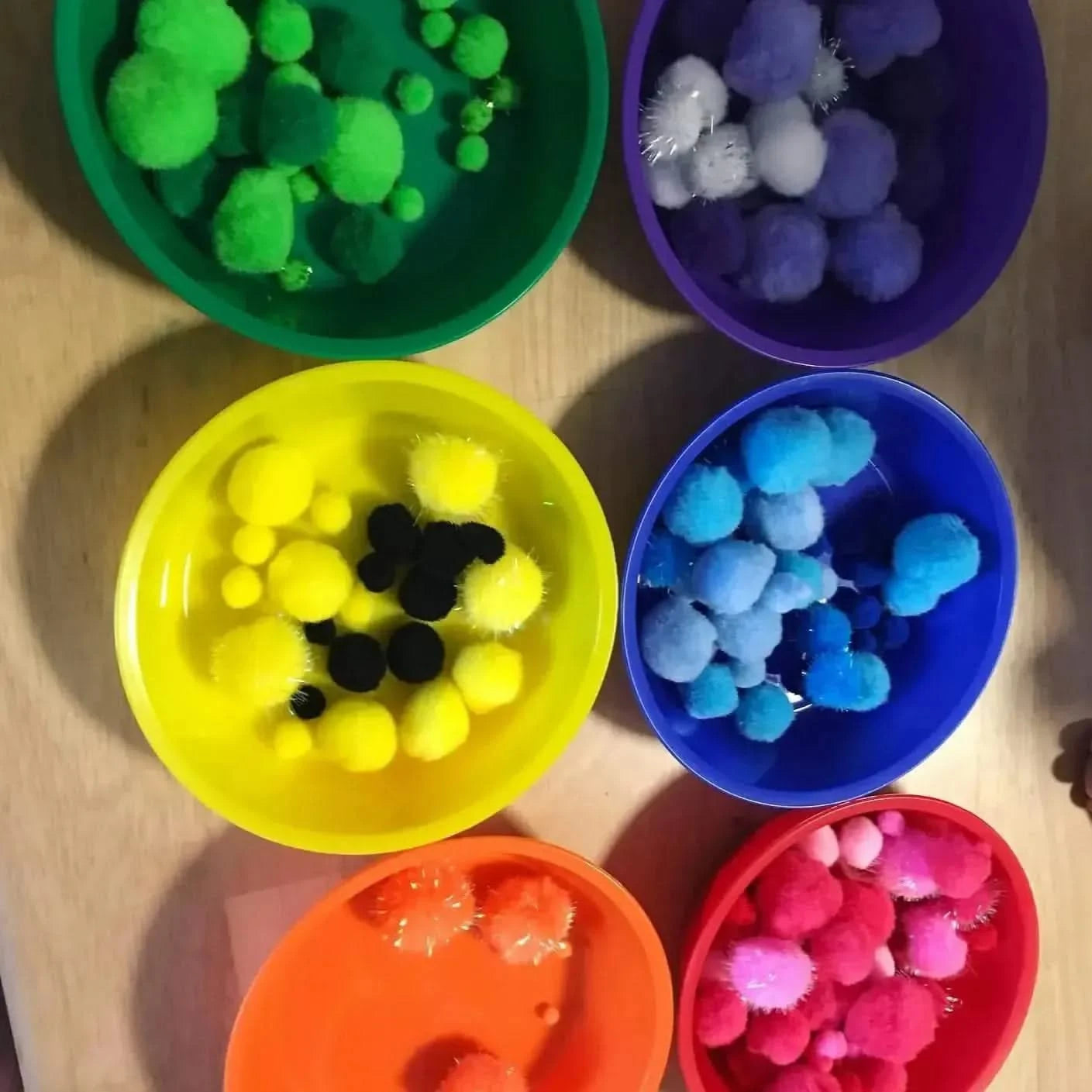 Plastic Rainbow Colour Sorting Bowls 6pk-Plastic Rainbow Colour Sorting Bowls 6pk