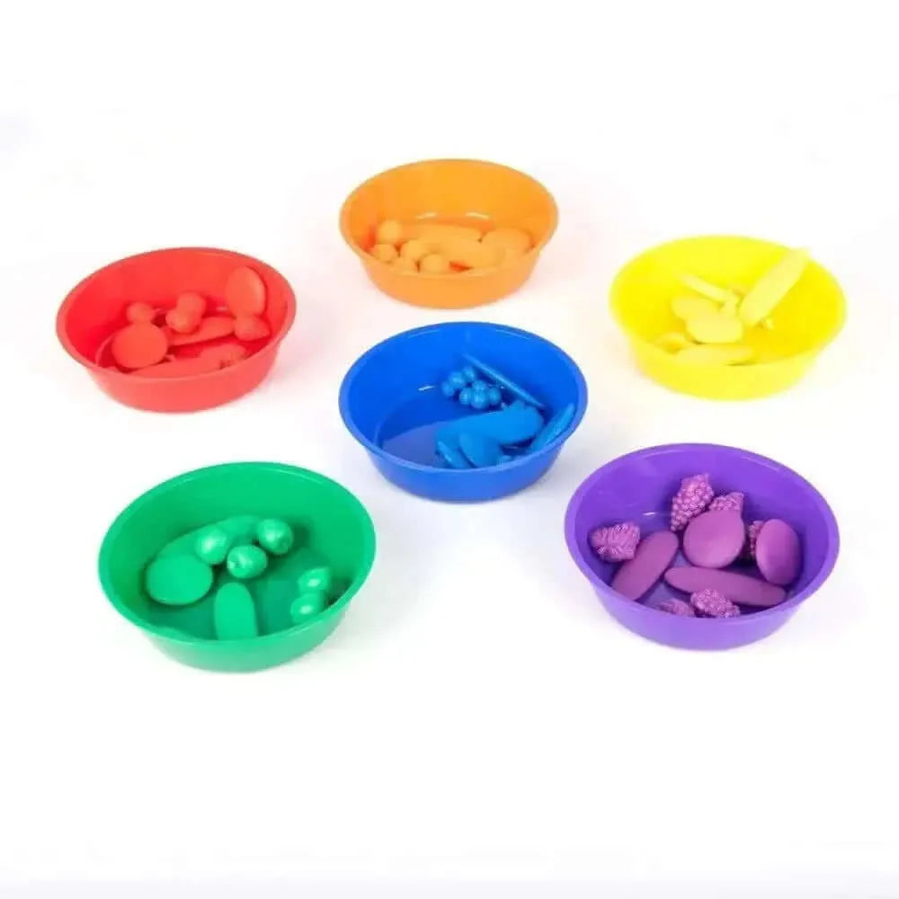 Plastic Rainbow Colour Sorting Bowls 6pk-Plastic Rainbow Colour Sorting Bowls 6pk