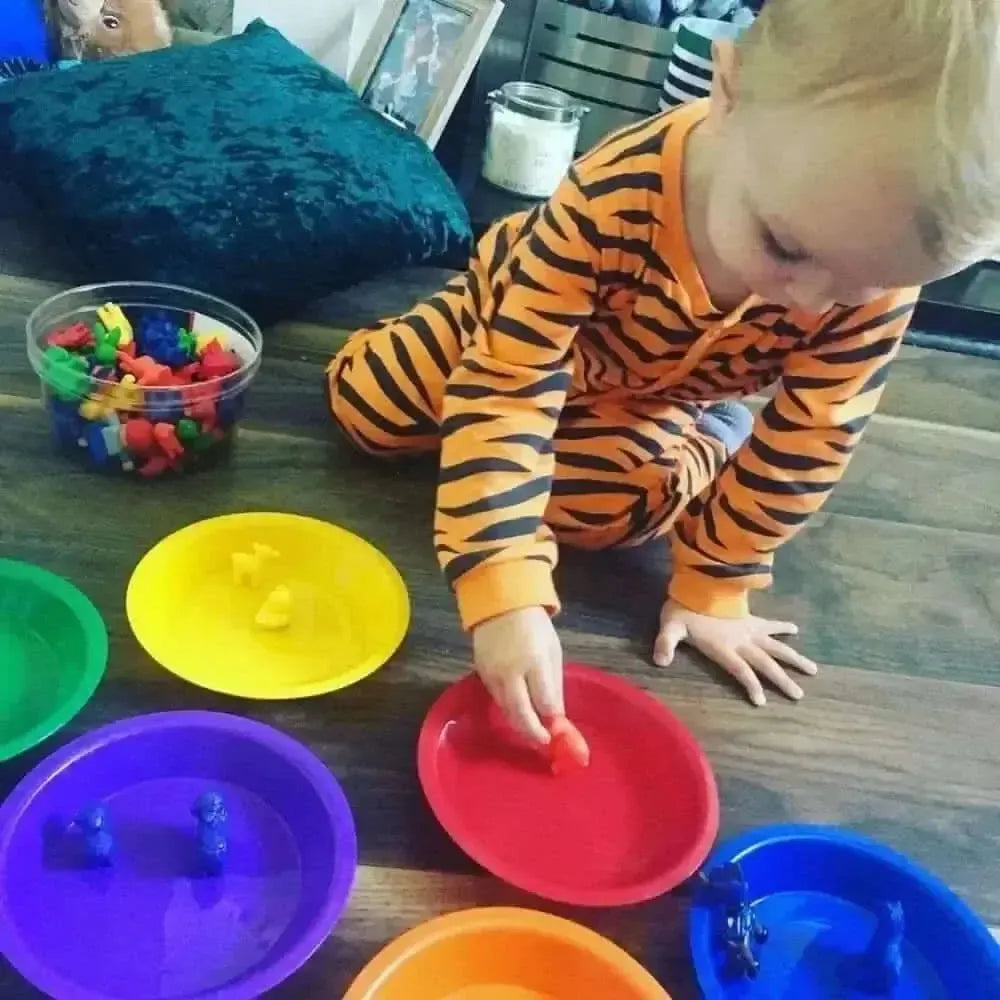 Plastic Rainbow Colour Sorting Bowls 6pk-Plastic Rainbow Colour Sorting Bowls 6pk