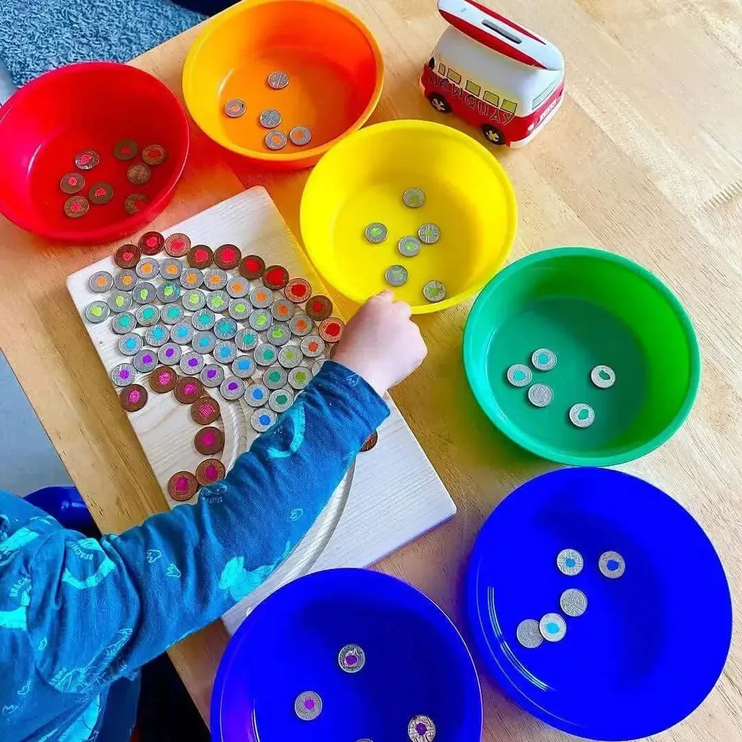 Plastic Rainbow Colour Sorting Bowls 6pk-Plastic Rainbow Colour Sorting Bowls 6pk