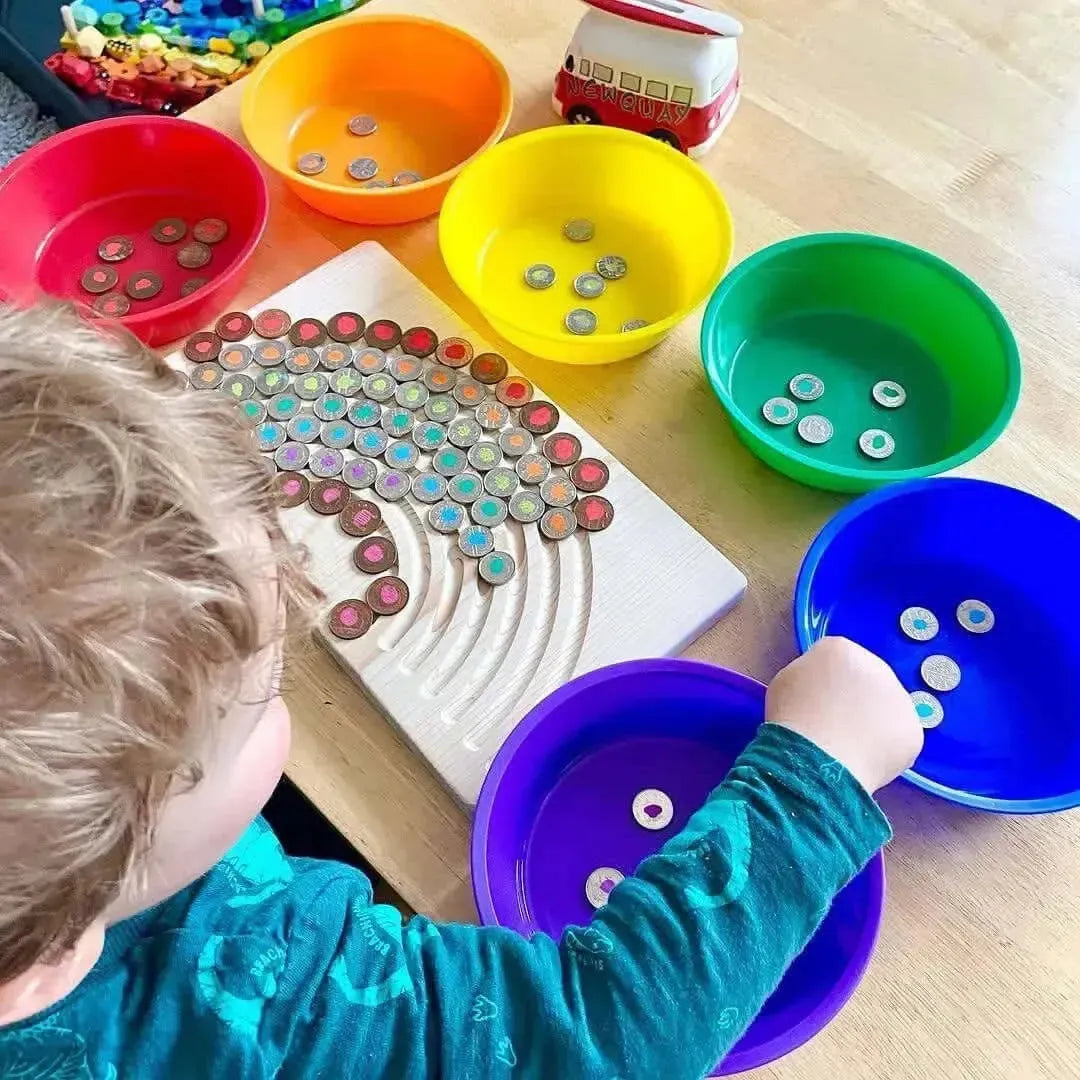 Plastic Rainbow Colour Sorting Bowls 6pk-Plastic Rainbow Colour Sorting Bowls 6pk