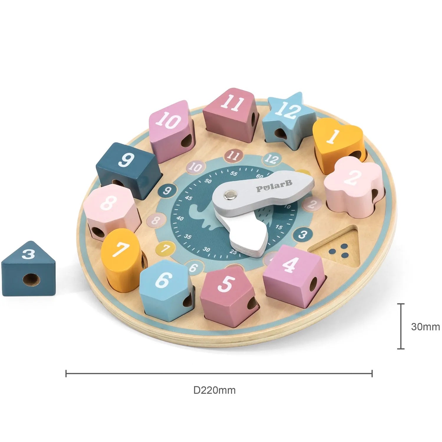 PolarB Wooden Shape Sorting Clock-PolarB Wooden Shape Sorting Clock