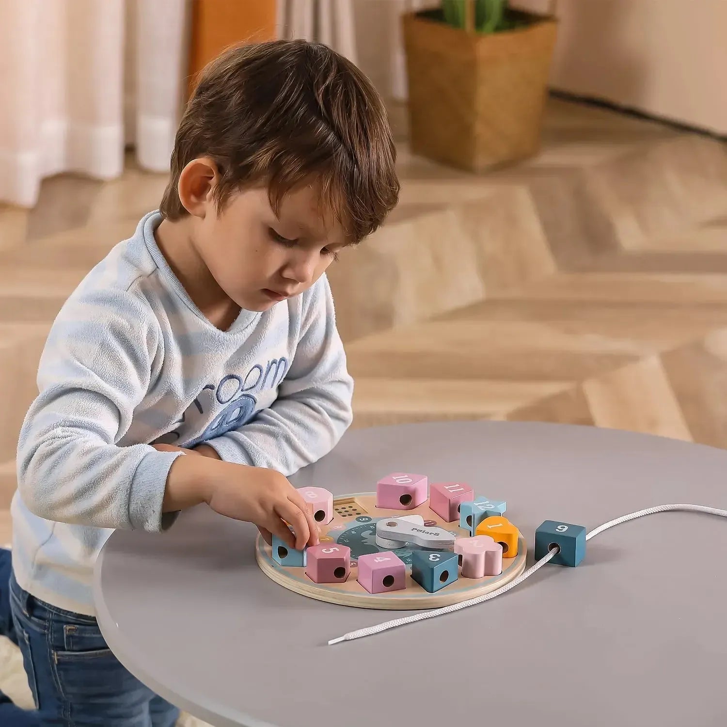 PolarB Wooden Shape Sorting Clock-PolarB Wooden Shape Sorting Clock