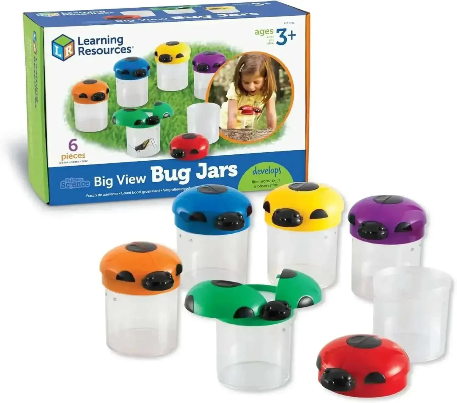 Primary Science Big View Bug Jars Set of 6-Primary Science Big View Bug Jars Set of 6