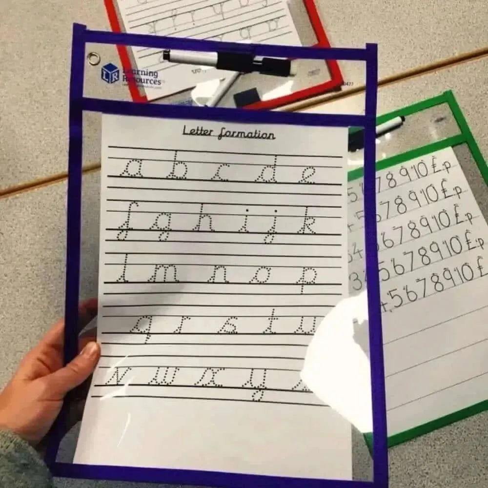 Reusable Wipe-Clean Pockets Set of 5-Reusable Wipe-Clean Pockets Set of 5