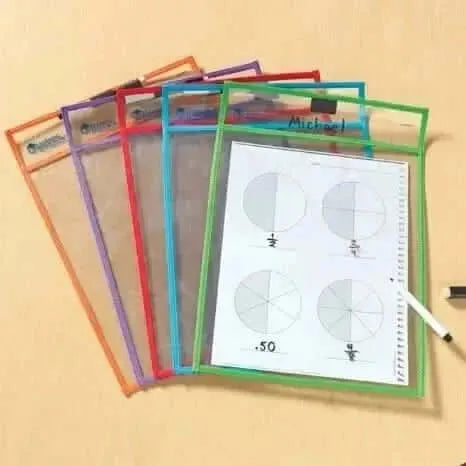 Reusable Wipe-Clean Pockets Set of 5-Reusable Wipe-Clean Pockets Set of 5