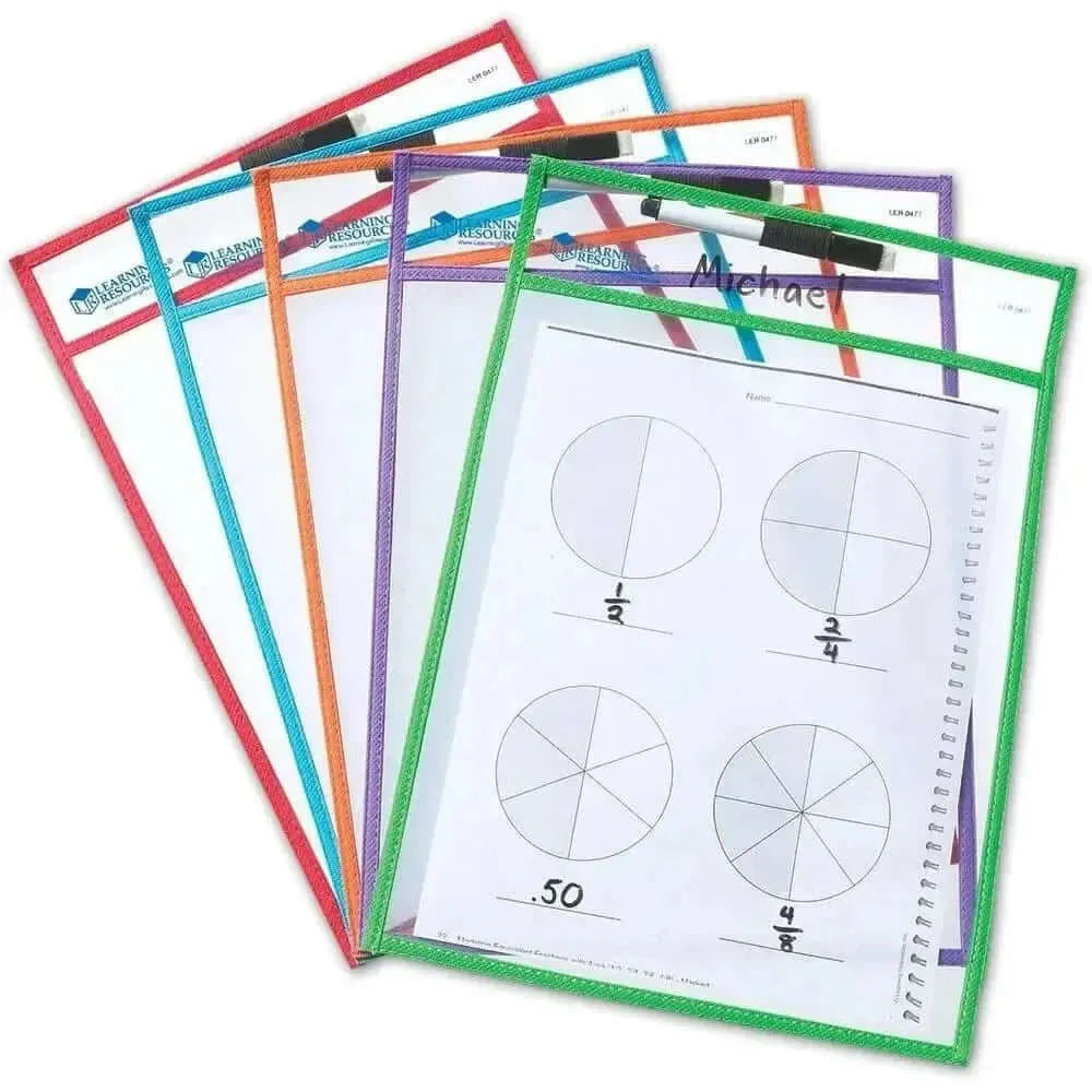 Reusable Wipe-Clean Pockets Set of 5-Reusable Wipe-Clean Pockets Set of 5