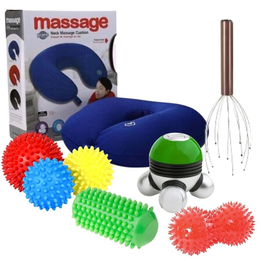 Sensory Massage Kit, The Body Massage Sensory Kit is fantastic for those people with visual impairments or complex needs, who respond positively to the sense of touch and feel. The Body Massage Sensory kit contains various items with a whole range of tactile qualities which will be loved by all those that use the kit. Whether used for personal relaxation or by caregivers or therapists, the Body Massage Sensory Kit provides a comprehensive sensory experience. The Sensory Massage Kit typically includes the fo
