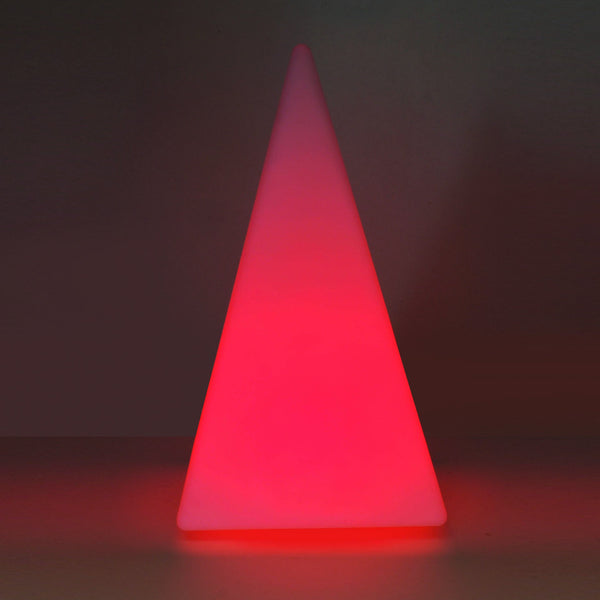 Sensory Mood Pyramid, The Sensory Mood Pyramid is a ultra-strong illuminated hollow plastic forms are aesthetically pleasing objects and can be placed around the room or used in a sensory den to provide background lighting. The Sensory Mood Pyramid provides a mood inducing light to any sensory room. Using the remote control you can choose one of 16 different colours or set to fade smoothly through the entire spectrum of shades from a cool ultra-violet to a warm red. Their appearance is mesmeric and the colo