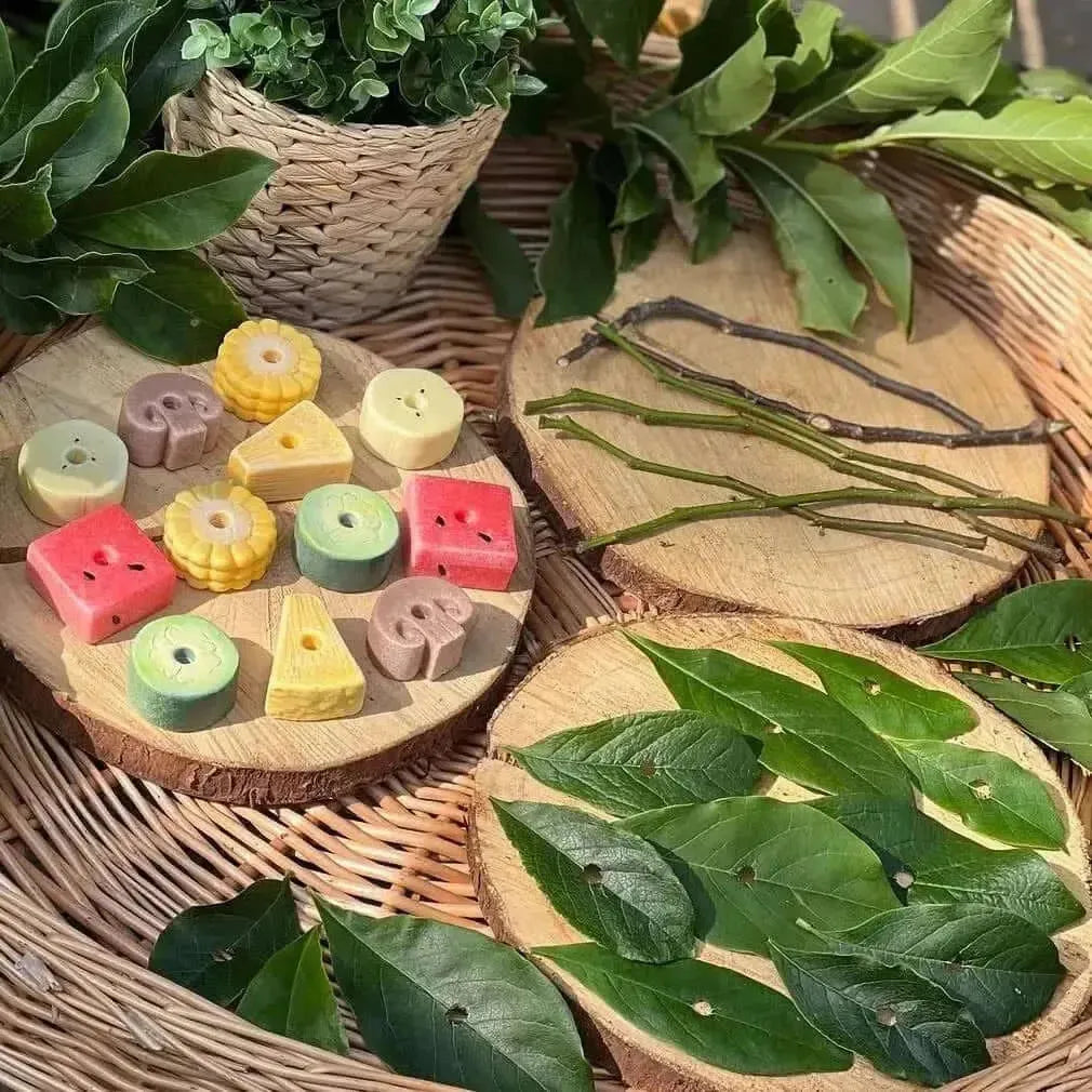 Sensory Play Stones Threading Kebabs-Sensory Play Stones Threading Kebabs