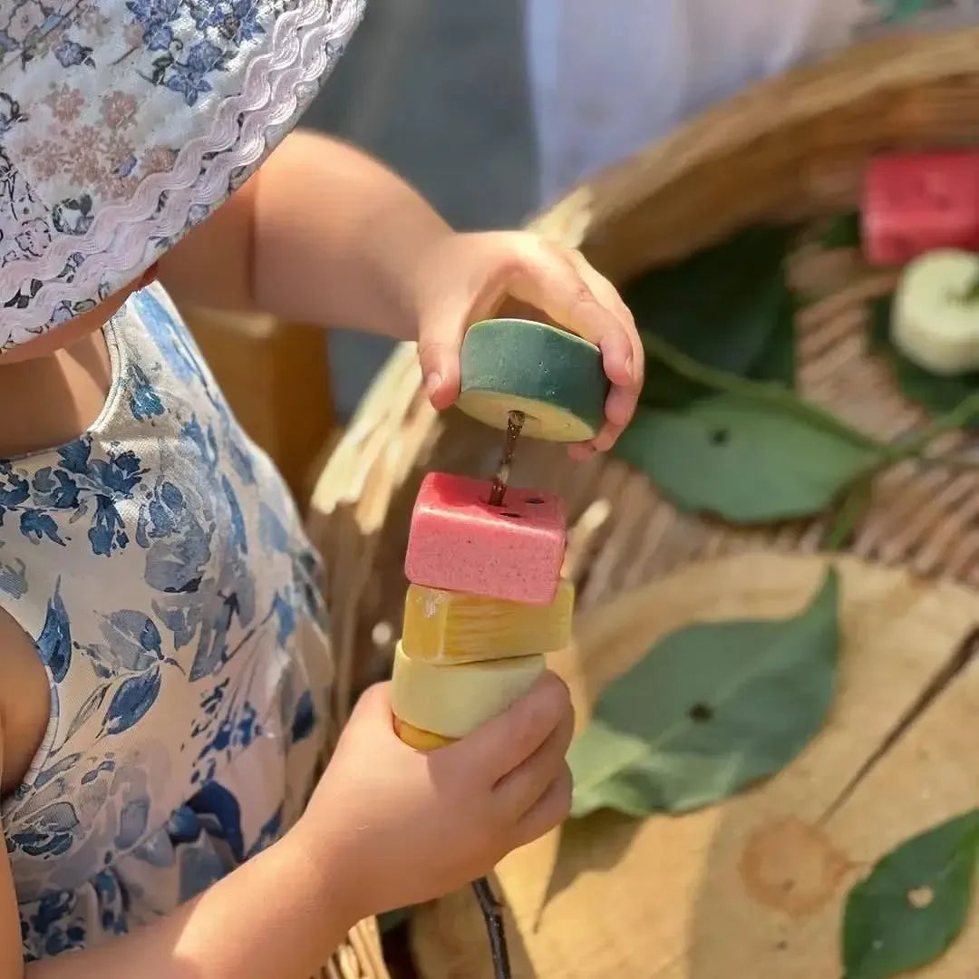 Sensory Play Stones Threading Kebabs-Sensory Play Stones Threading Kebabs