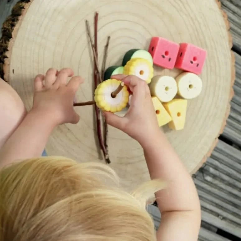 Sensory Play Stones Threading Kebabs-Sensory Play Stones Threading Kebabs