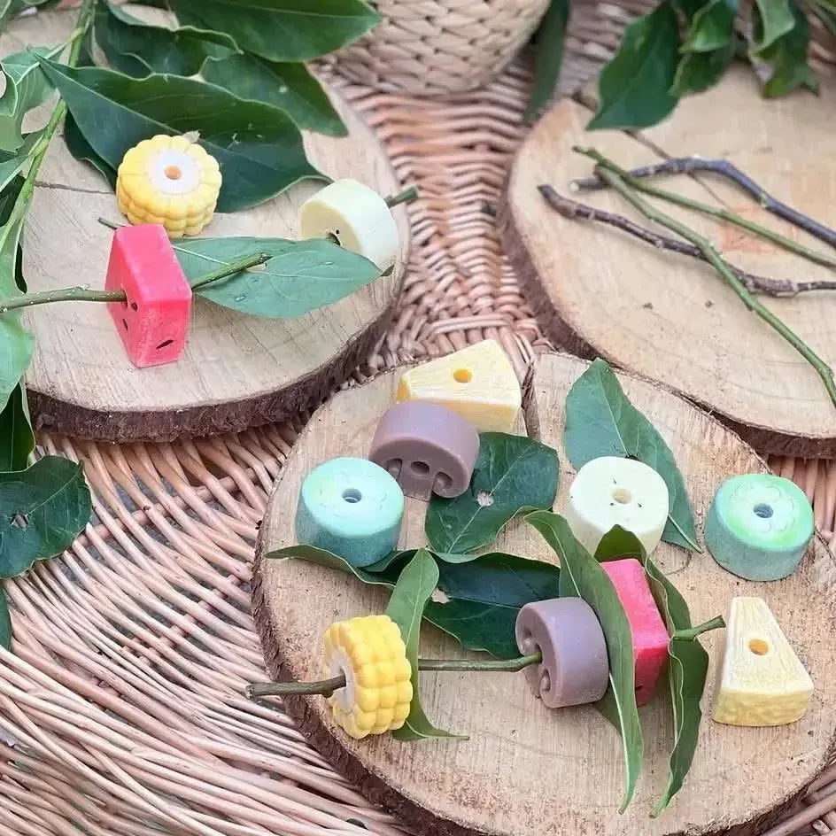 Sensory Play Stones Threading Kebabs-Sensory Play Stones Threading Kebabs