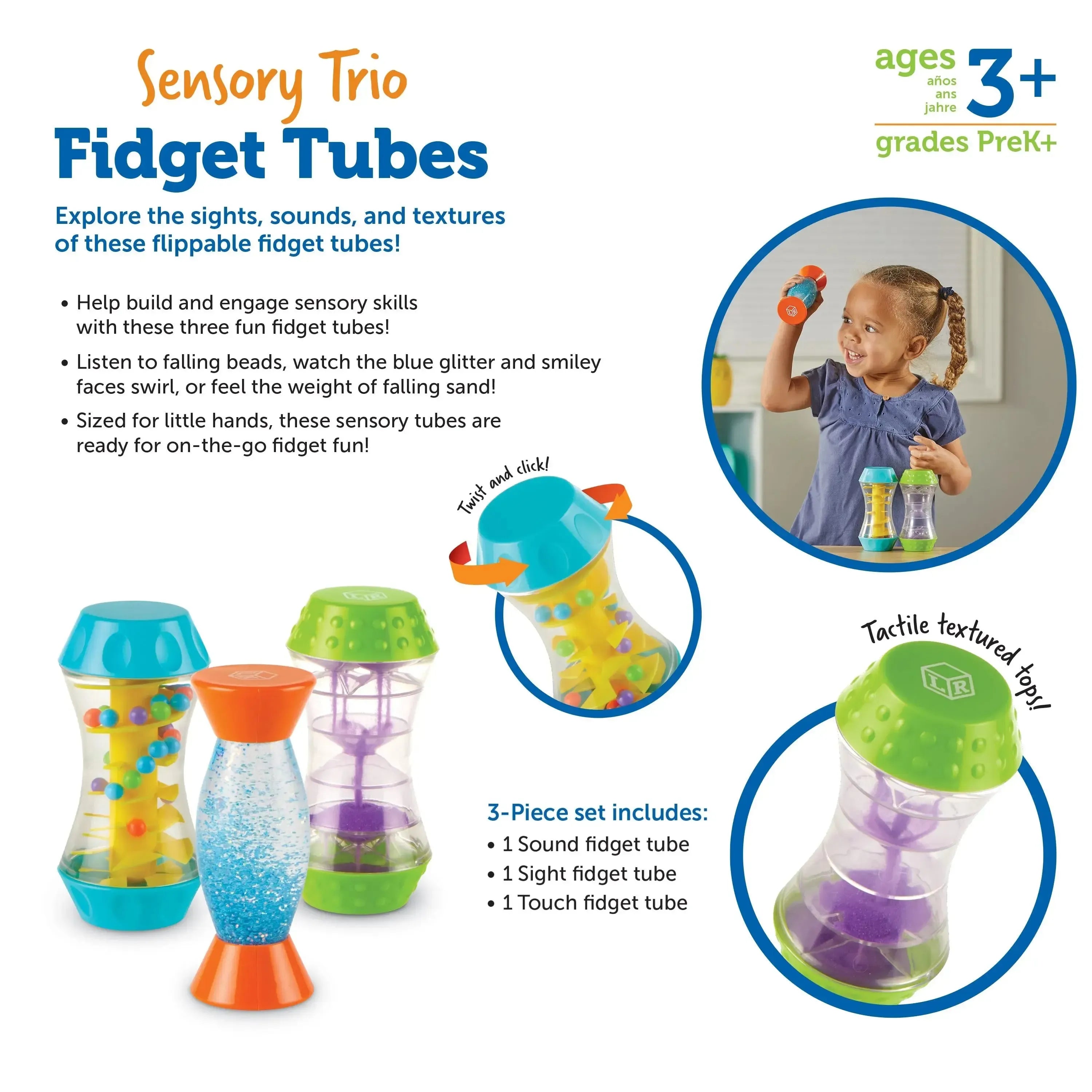 Sensory Trio Fidget Tubes-Sensory Trio Fidget Tubes
