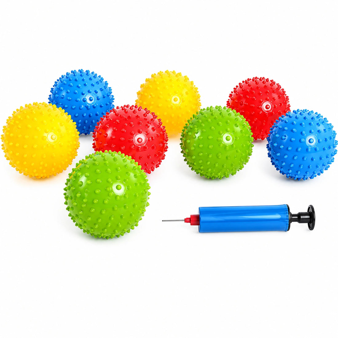 Set of 25 Spikey Balls with pump-Set of 25 Spikey Balls with pump