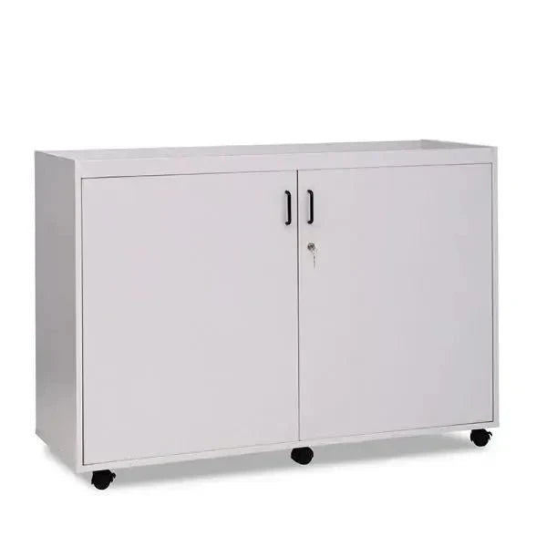 Sloping Tray Unit With Lockable Doors And Plastic Black Handles-Sloping Tray Unit With Lockable Doors And Plastic Black Handles