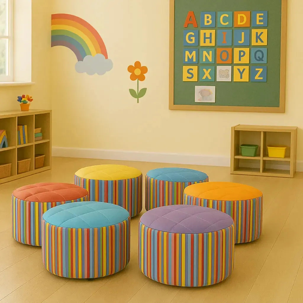 Small Hexagonal Pouffe Set of 6-Small Hexagonal Pouffe Set of 6
