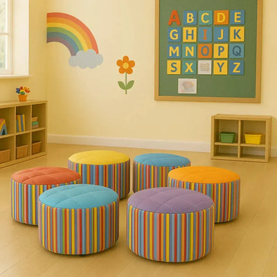 Small Hexagonal Pouffe Set of 6-Small Hexagonal Pouffe Set of 6