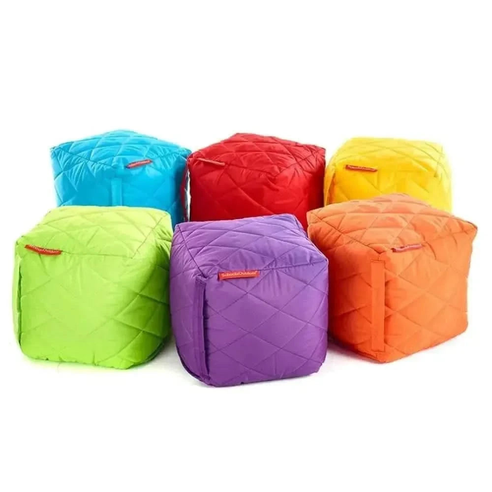 Small Quilted Bean Bag Cubes Set of 6-Small Quilted Bean Bag Cubes Set of 6
