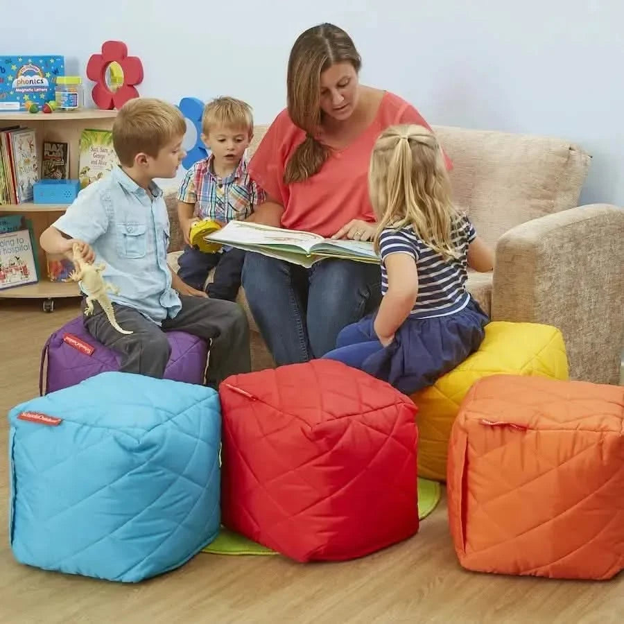 Small Quilted Bean Bag Cubes Set of 6-Small Quilted Bean Bag Cubes Set of 6