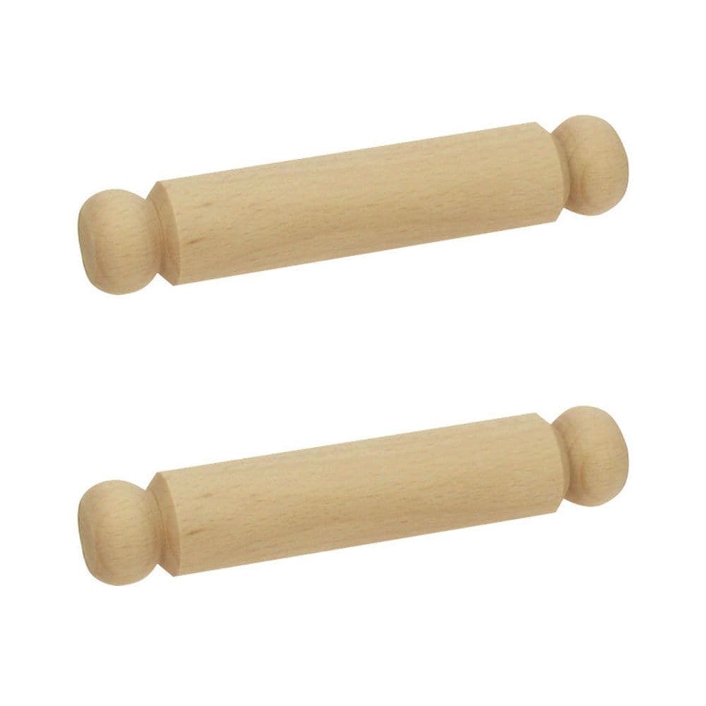 Small Rolling Pin Pack of 2, Bigjigs Toys wooden Rolling Pins are ideal for youngsters who like to bake and are perfectly sized for little hands, with easy to grip handles. Youngsters can bake up some treats in a Bigjigs play kitchen or be inspired to help adults do some real baking. Small Rolling Pin Pack of 2 Encourages creative and imaginative role play. Made from high quality, responsibly sourced materials. Conforms to current European safety standards. Small enough for little hands to manage, these rol