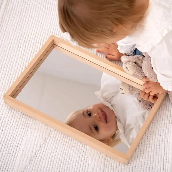 Small Wooden Mirror Tray-Small Wooden Mirror Tray