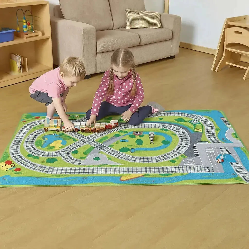 Small World Railway Themed Play Mat-Small World Railway Themed Play Mat