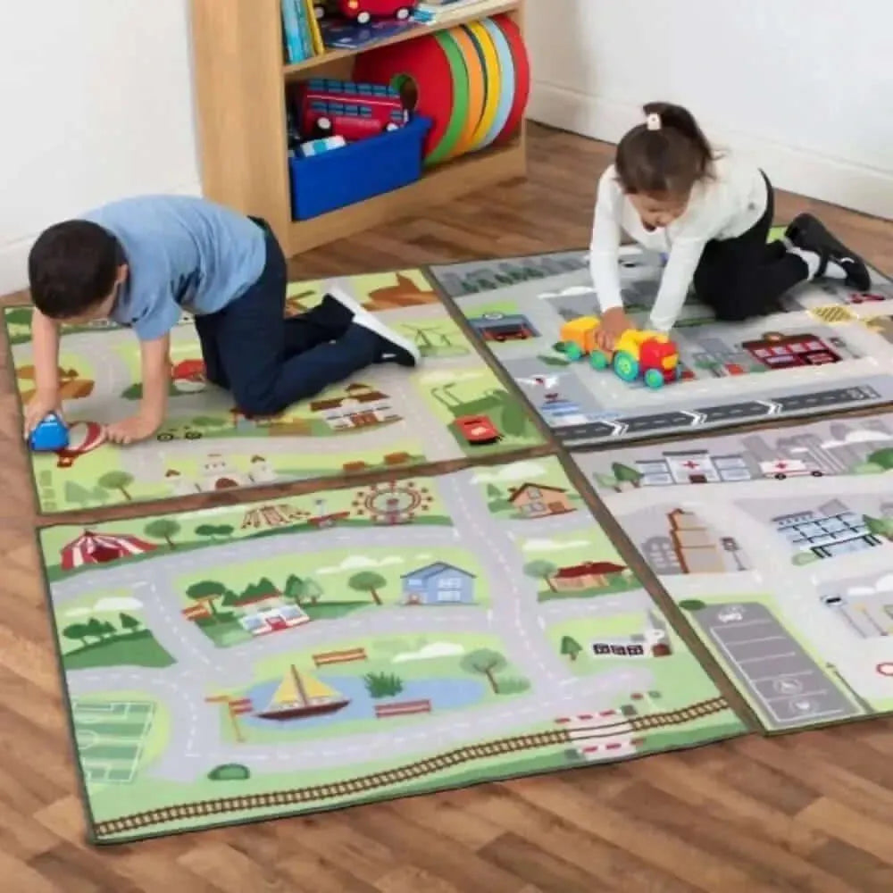 Small World Road Map Set 1 Indoor and Outdoor Carpets-Small World Road Map Set 1 Indoor and Outdoor Carpets