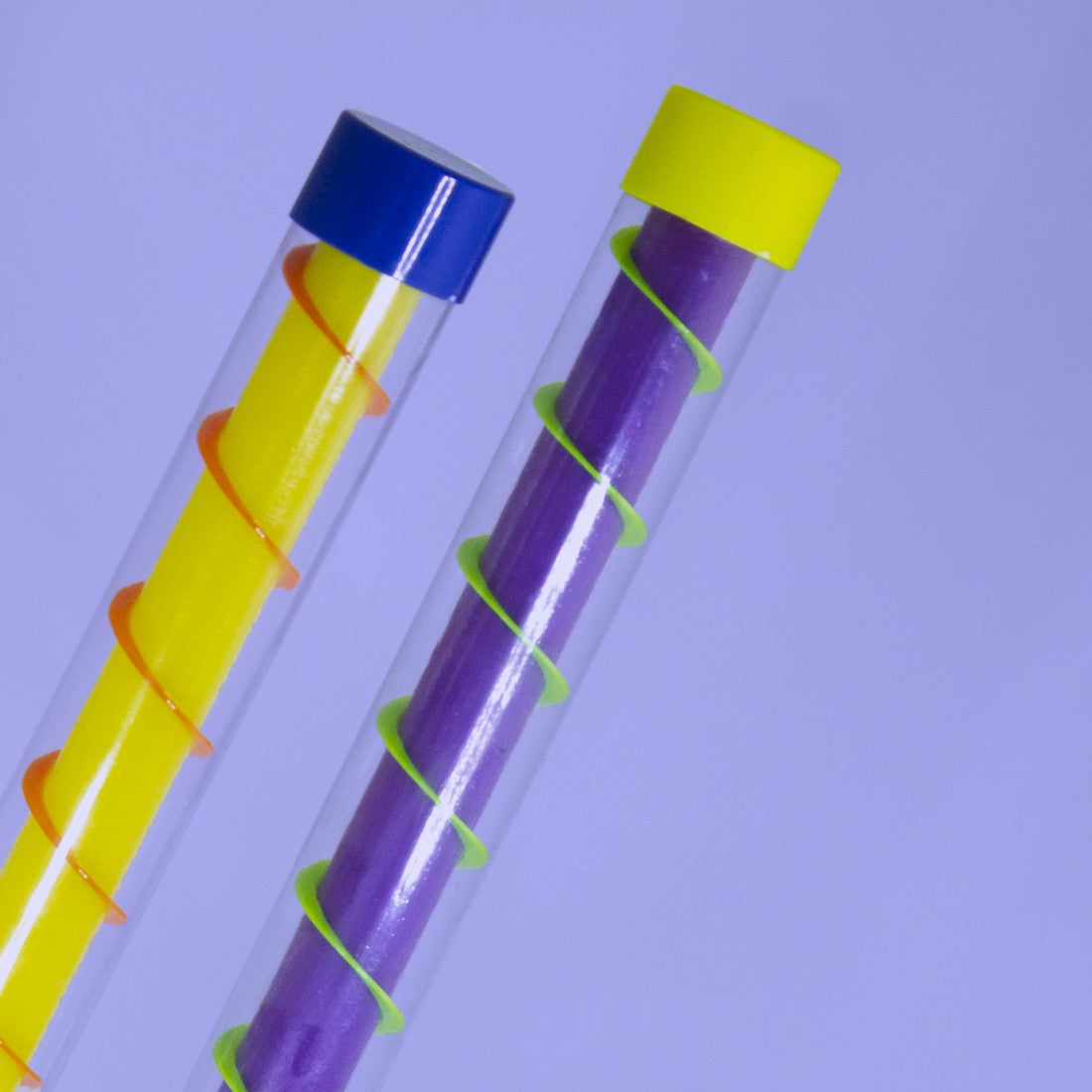 Spiral UV Groan Tube, Our lovely Spiral UV Groan Tubes are a colourful and eye catching fun noise making fun novelty toy. Each Spiral UV Groan Tube is bright and colourful and when turned make a relaxing sound as the pieces fall down the tube. Simply turn the Spiral Groan Tube upside down or give it a shake and listen as the delightful Spiral Groan Tube makes a relaxing sound.The Spiral Groan Tube is helpful for the following skills: Hand and eye co-ordination Gripping Skills Hand Grip and hand muscle exerc
