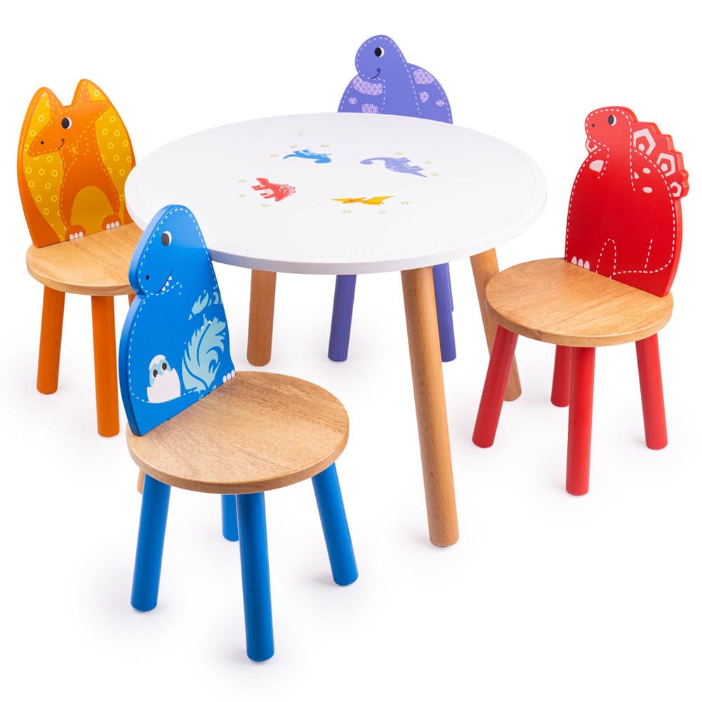 Stegosaurus Dinosaur Chair, Our colourful Stegosaurus Chair features a natural wood seat and a red back shaped like a Stegosaurus dinosaur. This vibrant dinosaur chair is the ideal height for young children to perch on. This kids dinosaur chair is part of the Tidlo Dinosaur furniture set with the Pterodactyl, Brontosaurus and T-Rex all coordinating with the Dinosaur Table. The Stegosaurus Chair is crafted from sturdy and robust wood and would suit any bedroom, playroom or kitchen. Designed for indoor use on