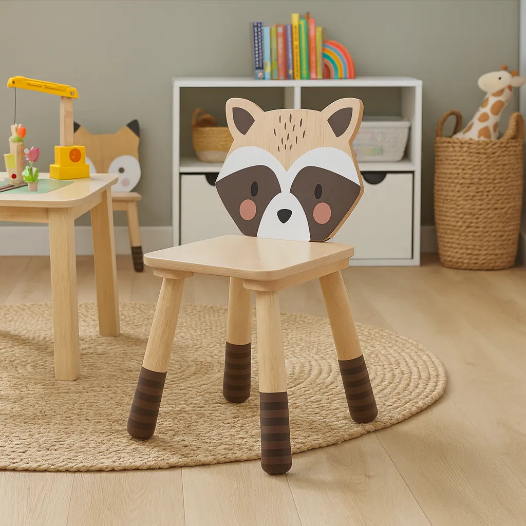 Tenderleaf Toys Wooden Forest Raccoon Chair-Tenderleaf Toys Wooden Forest Raccoon Chair