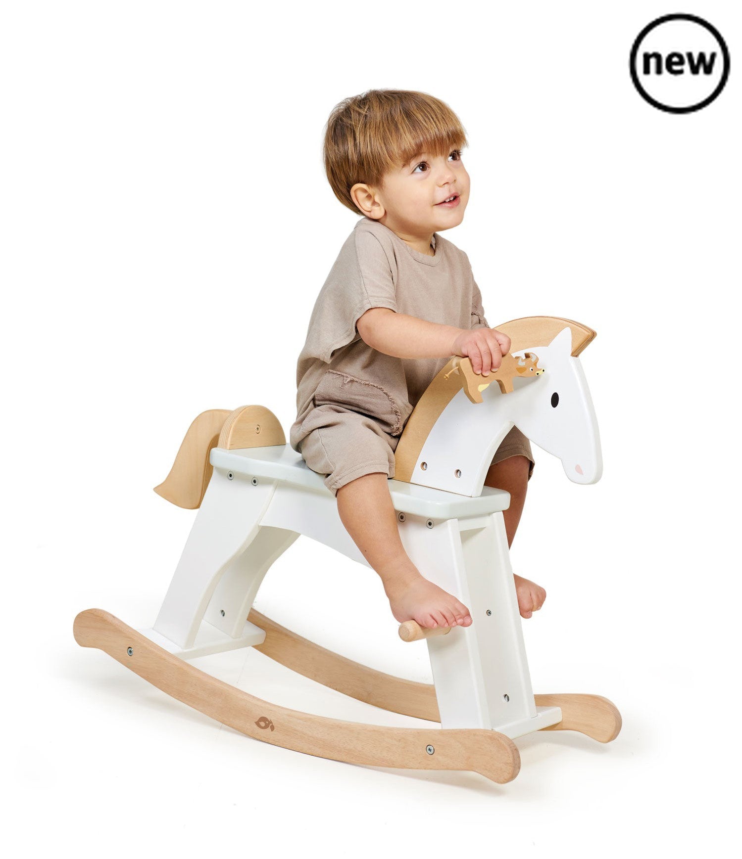 Tenderleaf Toys Wooden Lucky Rocking Horse, Gallop through the snowfields on your lucky horse. A premium rocking horse inspired by the classics. A traditional and essential toy for the nursery or playroom. Simple and chic, painted in white with details in natural wood., Tenderleaf Toys Wooden Lucky Rocking Horse,Wooden Toys,Tenderleaf, 