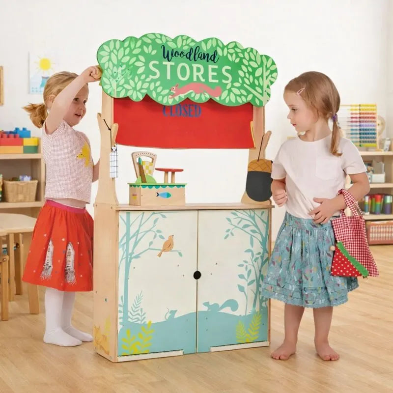 Tenderleaf Toys Wooden Woodland Store And Theatre-Tenderleaf Toys Wooden Woodland Store And Theatre