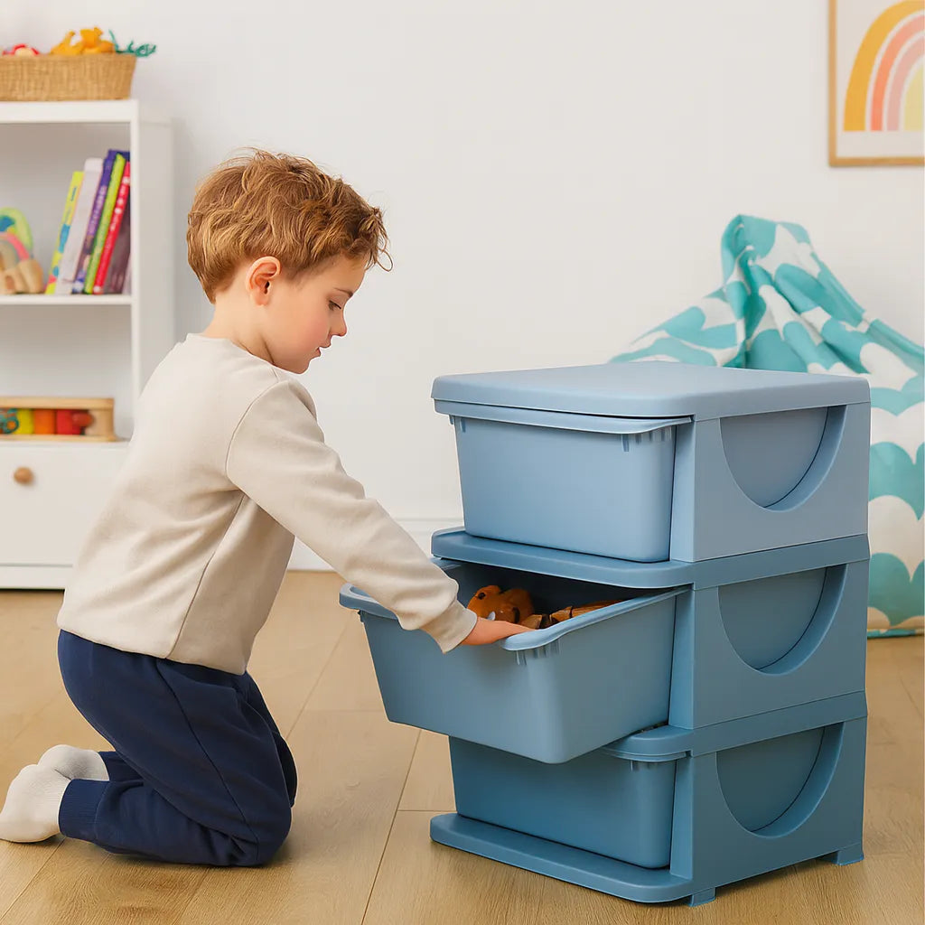 Three-Tier Kids Storage Boxes 3 Drawers-Three-Tier Kids Storage Boxes 3 Drawers