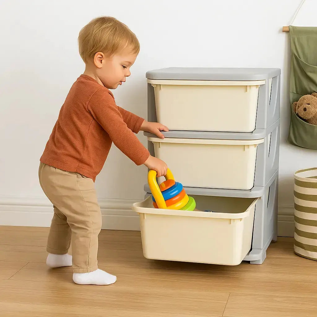 Three-Tier Kids Storage Boxes 3 Drawers-Three-Tier Kids Storage Boxes 3 Drawers