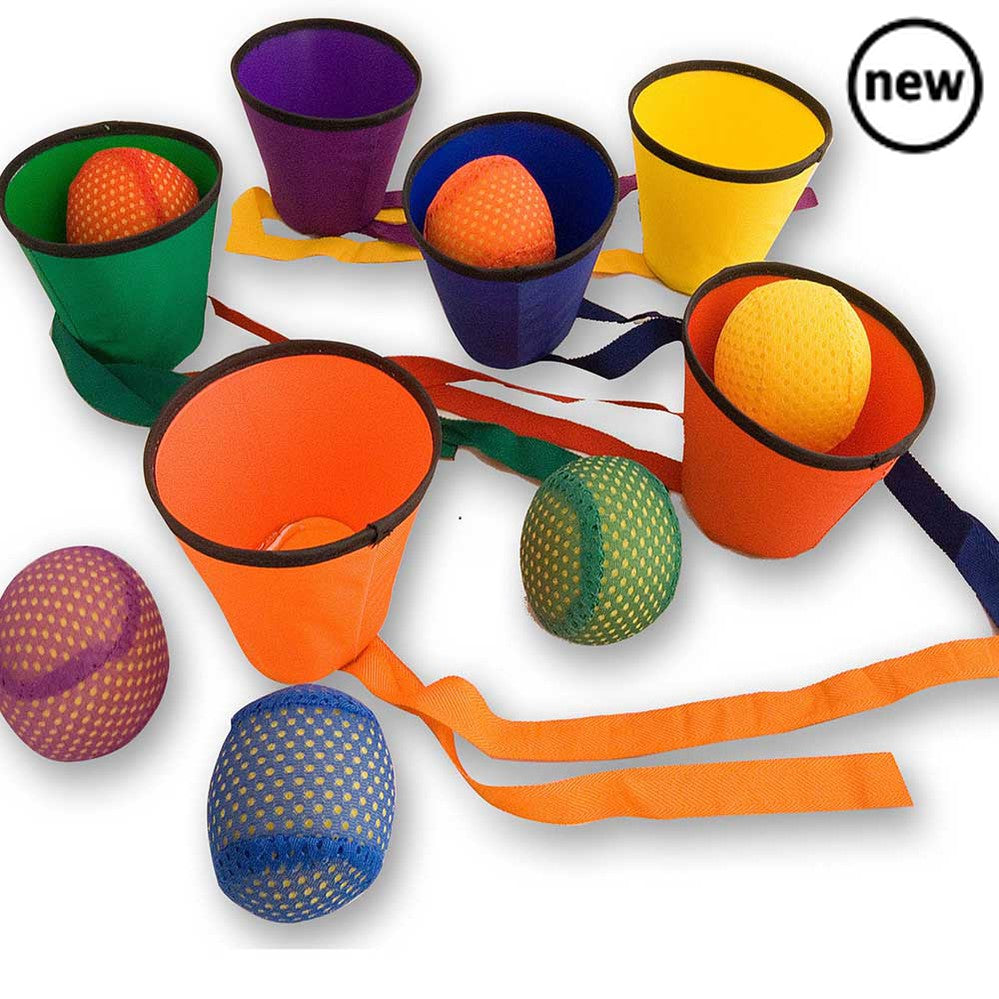 Throw And Catch Activities Kit, The Throw And Catch Activities Kit is the ultimate package for those looking to enhance their throwing and catching skills. Whether you're a beginner or a professional, this bumper kit has everything you need to play and improve your hand-eye coordination.Included in the kit is the Ball Catcher Set, which features a group game where players can throw and catch the ball using a set of handheld nets. This engaging activity promotes teamwork and encourages players to develop the