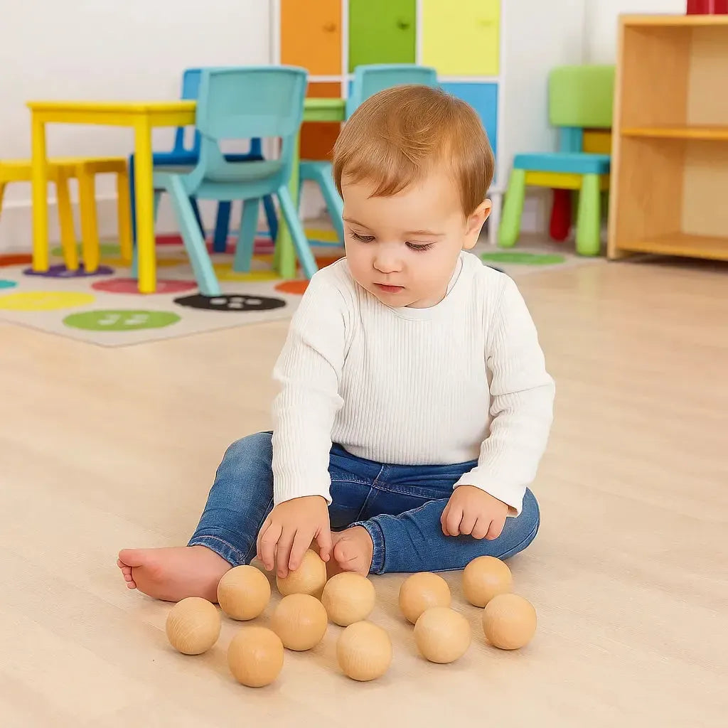 TickiT Beechwood Balls 50mm Pk10-TickiT Beechwood Balls 50mm Pk10