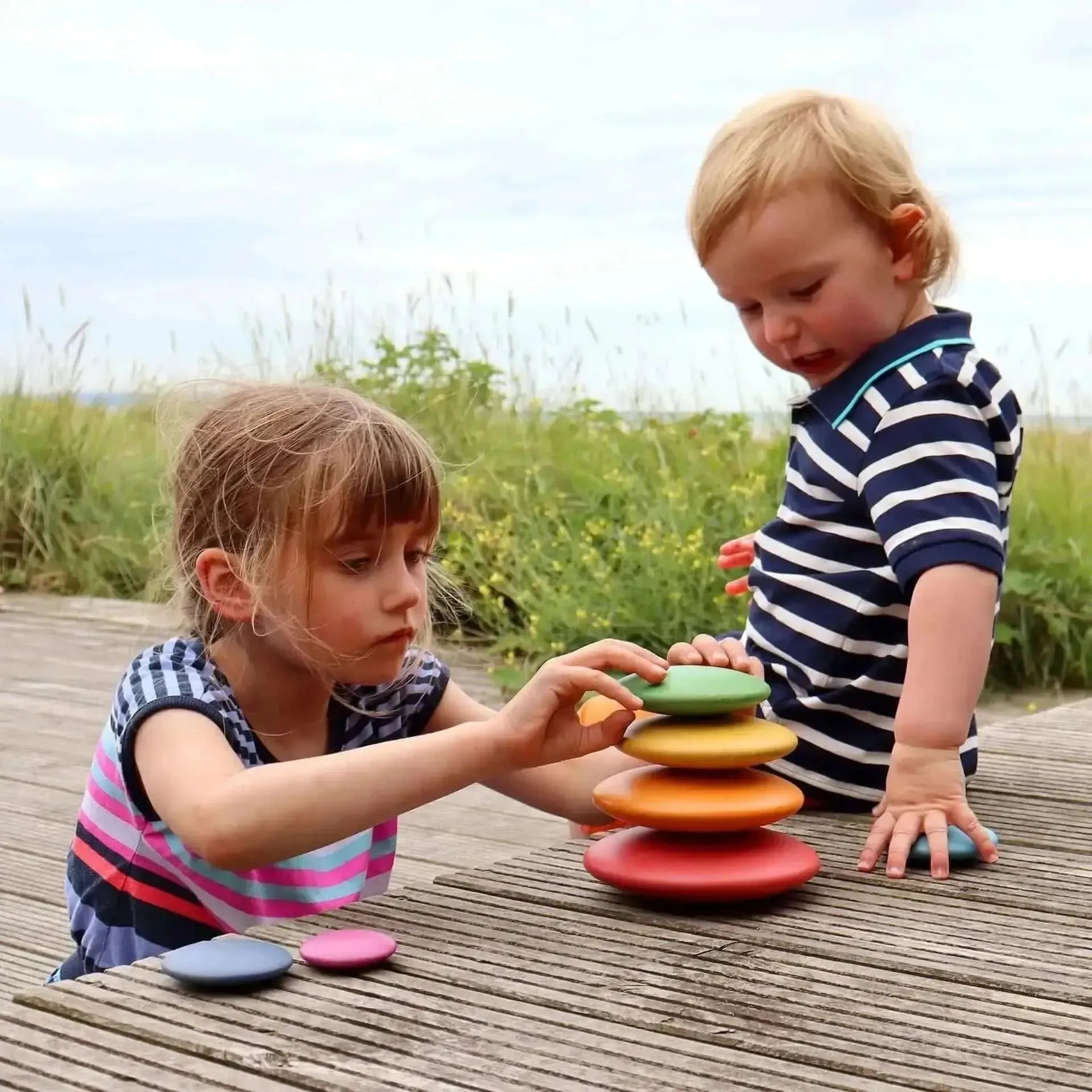 TickiT Rainbow Wooden Buttons-TickiT Rainbow Wooden Buttons