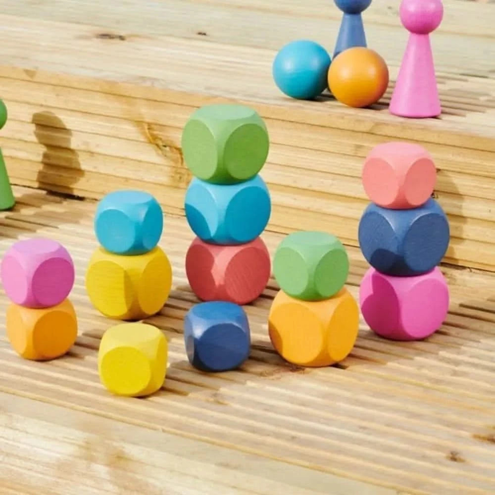 TickIT Rainbow Wooden Cubes Pk14-TickIT Rainbow Wooden Cubes Pk14
